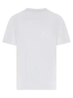 T-shirt en coton blanc à imprimé avec une coupe droite et un col rond