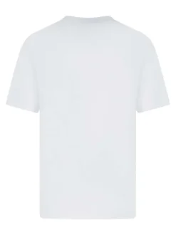 T-shirt en coton blanc à imprimé avec une coupe droite et un col rond
