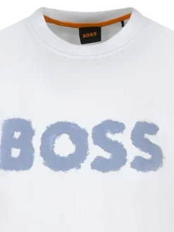 T-shirt en coton blanc à imprimé avec une coupe droite et un col rond
