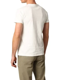 T-shirt en coton blanc imprimé avec une coupe droite et un col rond
