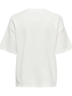 T-shirt en coton blanc imprimé coupe droite avec un col rond