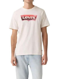 T-shirt en coton blanc imprimé à coupe droite pourvu d'un col rond