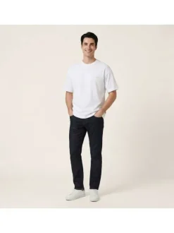 T-shirt en coton blanc imprimé à coupe droite pourvu d'un col rond