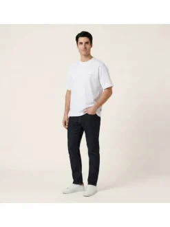 T-shirt en coton blanc imprimé à coupe droite pourvu d'un col rond