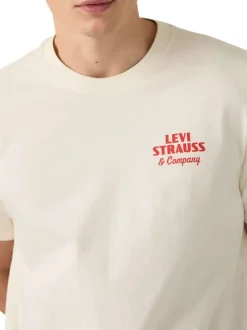 T-shirt en coton blanc imprimé à coupe droite pourvu d'un col rond