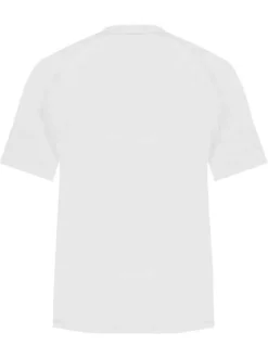 T-shirt en coton blanc imprimé à la poitrine à col rond et à coupe droite