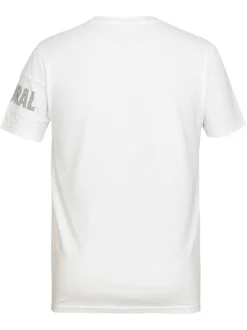 T-shirt en coton blanc imprimé à la poitrine et sur la manche à coupe ajustée