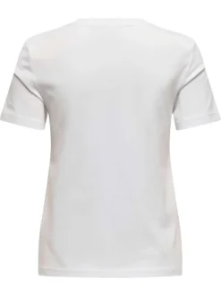 T-shirt en coton blanc imprimé à l'avant avec une coupe droite et un col rond