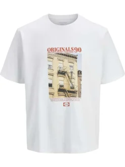 T-shirt en coton blanc imprimé New York à coupe loose avec col rond