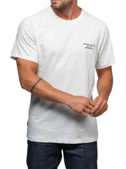 T-shirt en coton blanc imprimé pourvu d'un col rond et de manches courtes