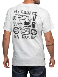 T-shirt en coton blanc imprimé pourvu d'un col rond et de manches courtes