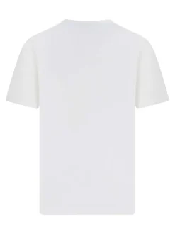 T-shirt en coton blanc à motifs avec une coupe droite et un col rond