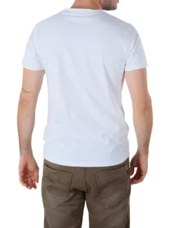 T-shirt en coton blanc à motif tropical spirit à coupe droite et col rond