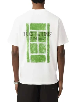T-shirt en coton blanc pourvu d'une coupe droite et d'un col rond