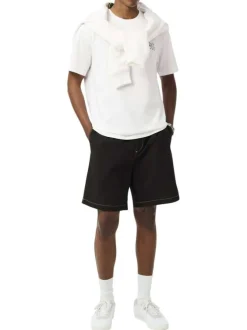 T-shirt en coton blanc pourvu d'une coupe droite et d'un col rond