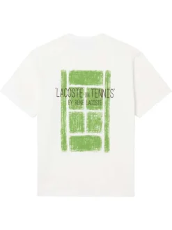 T-shirt en coton blanc pourvu d'une coupe droite et d'un col rond