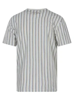 T-shirt en coton blanc à rayures avec une coupe droite et un col rond