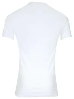 T-shirt en coton blanc uni avec coupe près du corps et un col rond