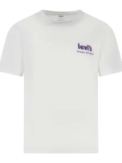 T-shirt en coton blanc uni avec dessin abstrait imprimé dans le dos