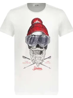 T-shirt en coton blanc uni avec dessin inscrit en gros sur la poitrine