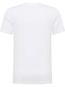 T-shirt en coton blanc uni avec la moitié du logo imprimée et à col rond