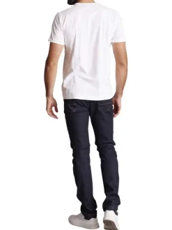 T-shirt en coton blanc uni avec le logo imprimé ton sur ton et un col rond