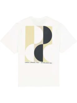 T-shirt en coton blanc uni avec logo imprimé et une coupe droite