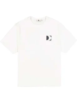 T-shirt en coton blanc uni avec logo imprimé et une coupe droite