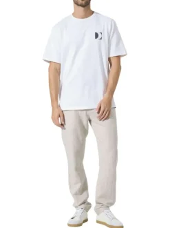 T-shirt en coton blanc uni avec logo imprimé et une coupe droite