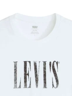 T-shirt en coton blanc uni avec logo imprimé et une coupe droite
