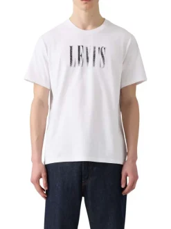 T-shirt en coton blanc uni avec logo imprimé et une coupe droite