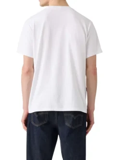 T-shirt en coton blanc uni avec logo imprimé et une coupe droite