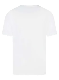 T-shirt en coton blanc uni avec un col rond et le logo brodé à la poitrine