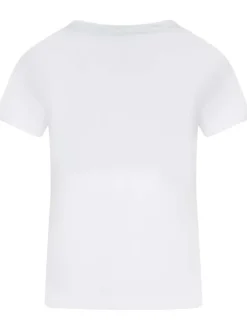 T-shirt en coton blanc uni avec un col rond et une coupe droite