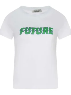T-shirt en coton blanc uni avec un col rond et une coupe droite