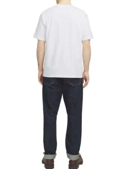 T-shirt en coton blanc uni avec un col rond et une coupe droite