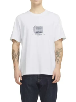 T-shirt en coton blanc uni avec un col rond et une coupe droite