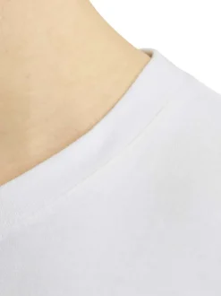 T-shirt en coton blanc uni avec un col rond et une coupe droite