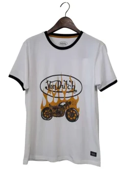 T-shirt en coton blanc uni avec un col rond et une coupe regular fit