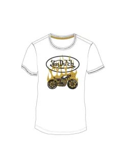 T-shirt en coton blanc uni avec un col rond et une coupe regular fit