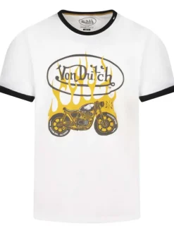 T-shirt en coton blanc uni avec un col rond et une coupe regular fit