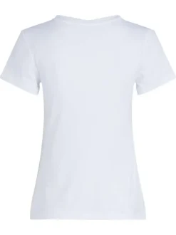 T-shirt en coton blanc uni avec une coupe ajustée et un col rond
