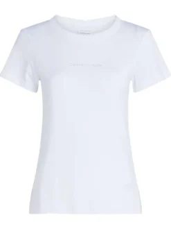 T-shirt en coton blanc uni avec une coupe ajustée et un col rond