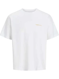 T-shirt en coton blanc uni avec une coupe droite à col rond