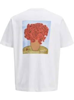 T-shirt en coton blanc uni avec une coupe droite à col rond