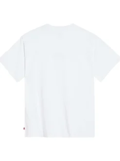 T-shirt en coton blanc uni avec une coupe droite, col rond et patch du logo
