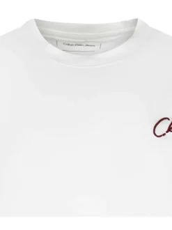 T-shirt en coton blanc uni avec une coupe droite et nom iconique