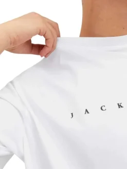 T-shirt en coton blanc uni avec une coupe droite et un col rond