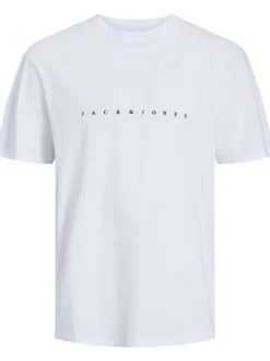 T-shirt en coton blanc uni avec une coupe droite et un col rond