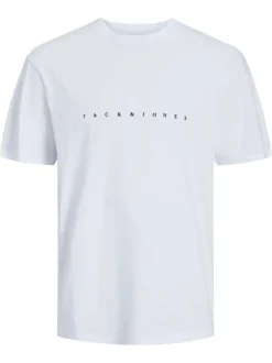 T-shirt en coton blanc uni avec une coupe droite et un col rond
